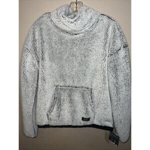Eddie Bauer Snug Plush Funnel Neck Top Women's S White Grey Pullover Warm Soft